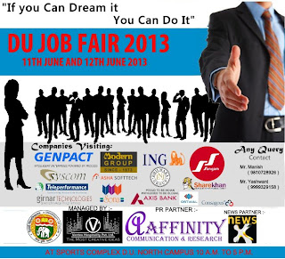 DELHI UNIVERSITY STUDENT UNION (DUSU) JOB FAIR 11TH & 12TH JUNE 2013 | DELHI