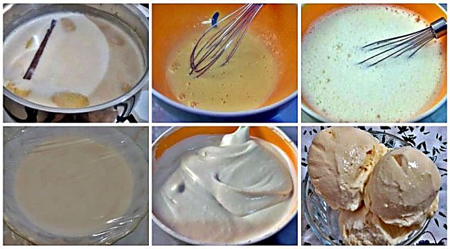 Preparación del helado crema de natillas