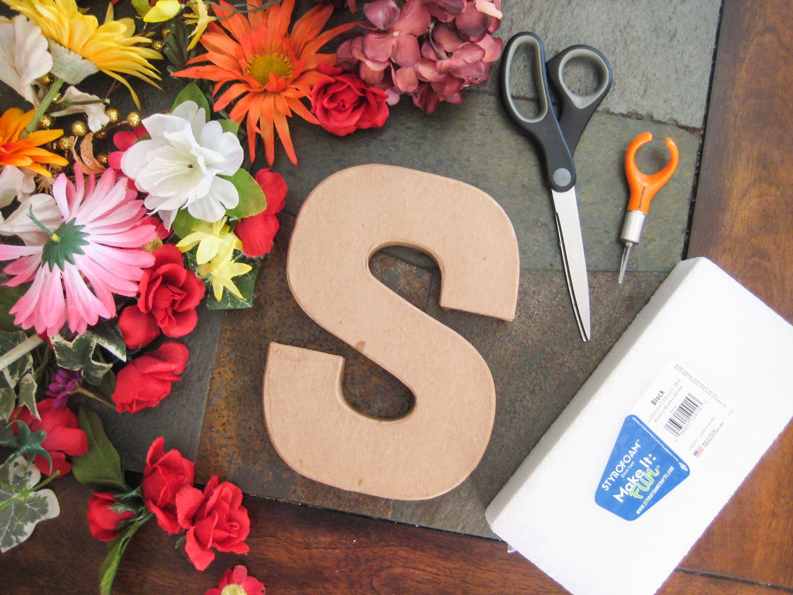 DIY floral letter The Red Pencil Box