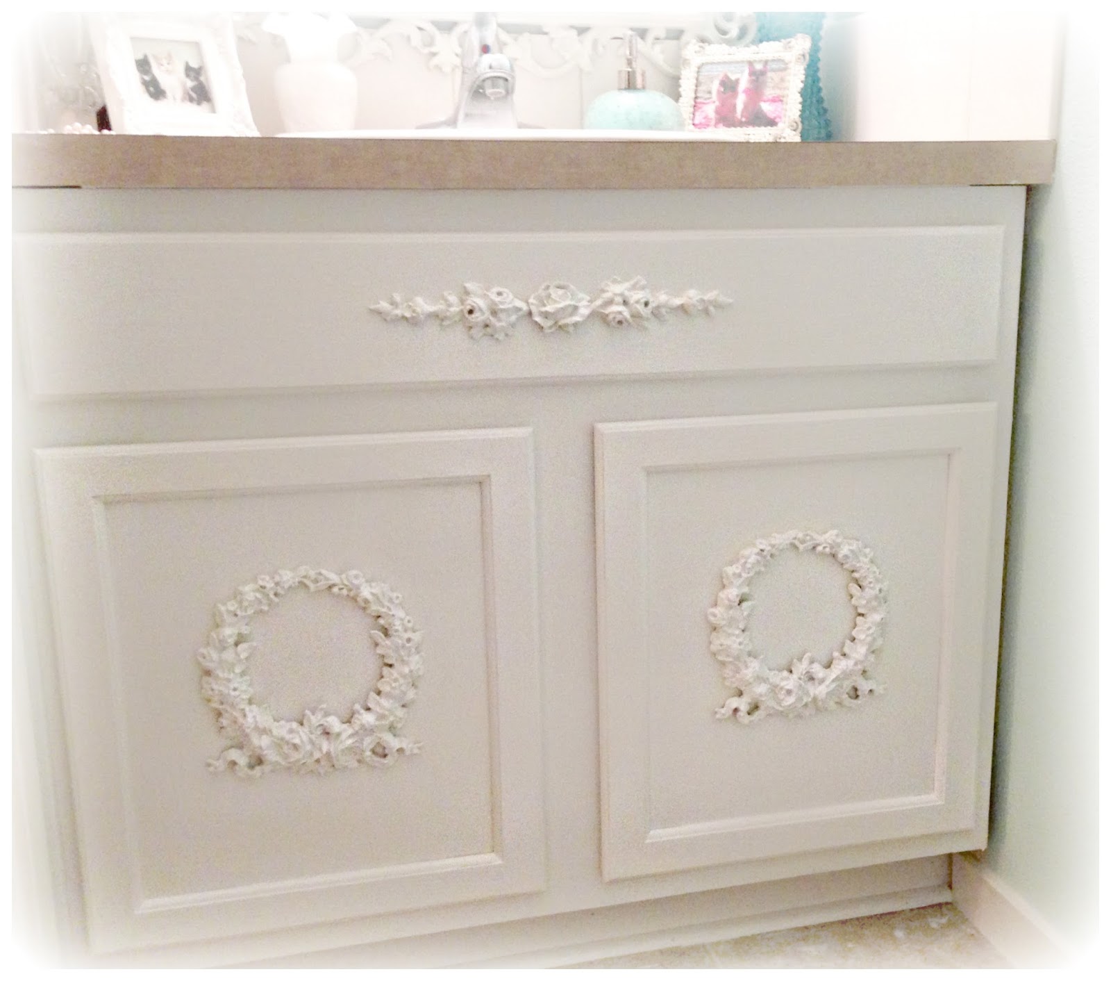 Not So Shabby Shabby Chic Adding appliques to bathroom