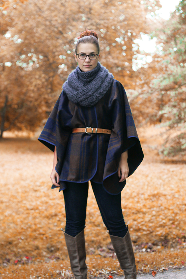DIY craft: Transforming Plaid Wool Blanket Wrap to Hooded Cape 
