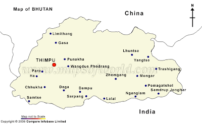 Bhutan Map Regional Political