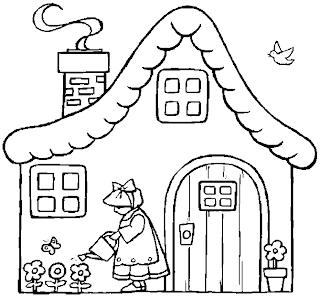 house coloring pages, girl coloring pages