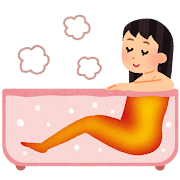 お風呂で温まっている女性のイラスト