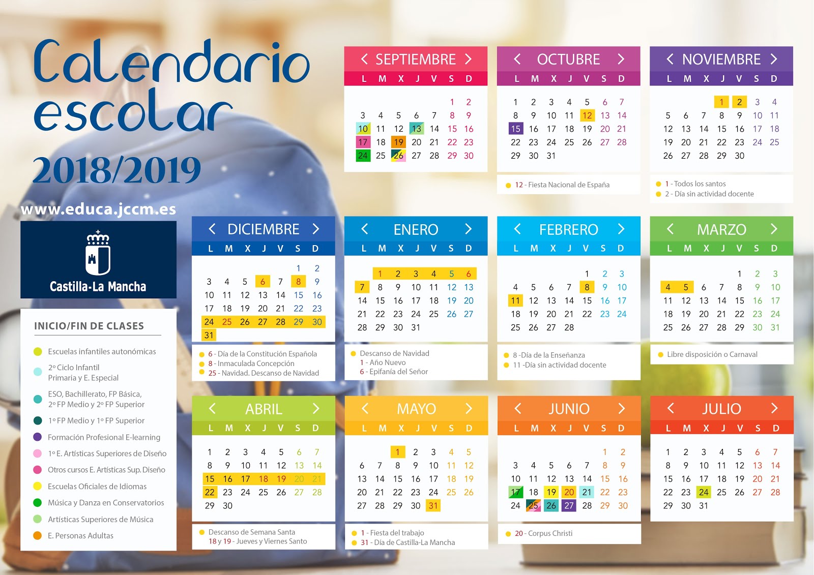 Calendario escolar curso 2018/2019