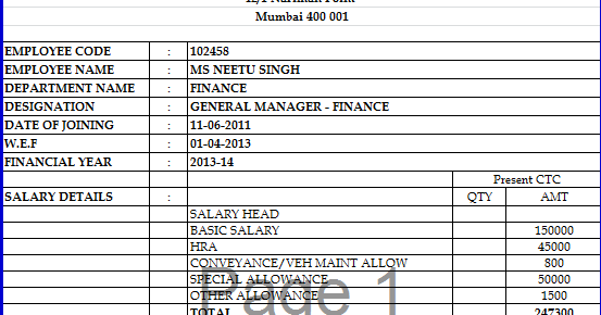 Salary Slip Format In Excel With Formula Free