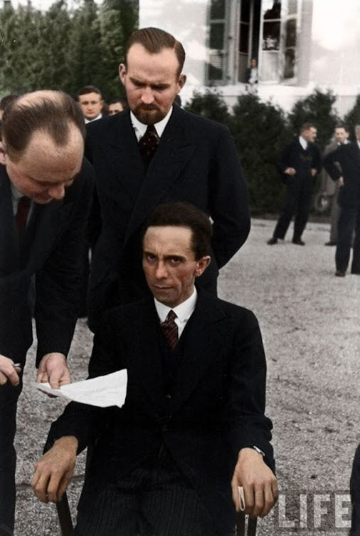 Nazi Minister of Propaganda Joseph Goebbels scowls at a Jewish photographer, 1933.
