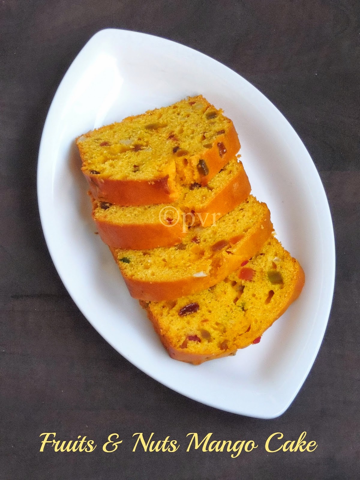 Priya's Versatile Recipes Fruits & Nuts Mango Cake with Priya's Versatile Recipes Fruits & Nuts Mango Cake with