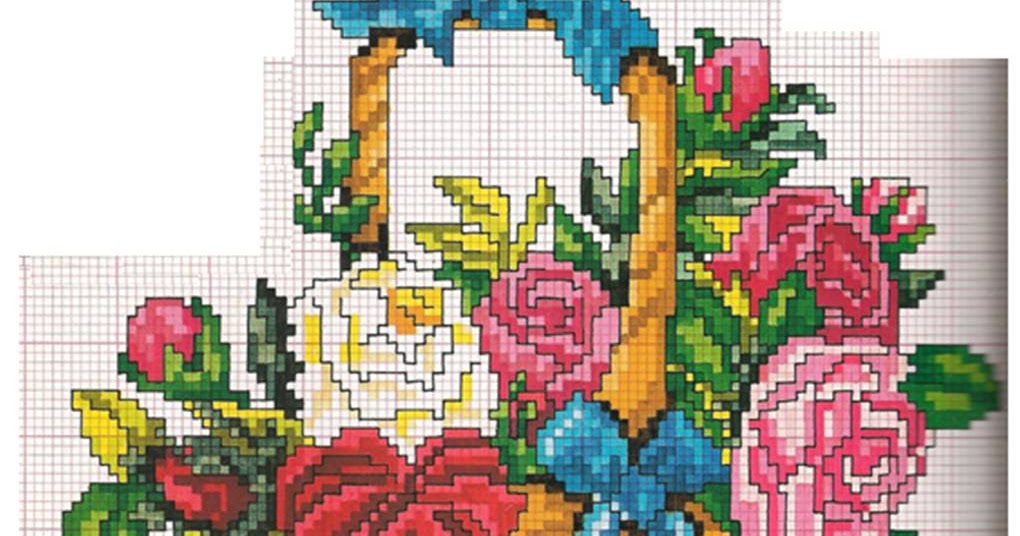 Fashion Y Facil Diy Cesta De Rosas En Punto De Cruz Esquema De