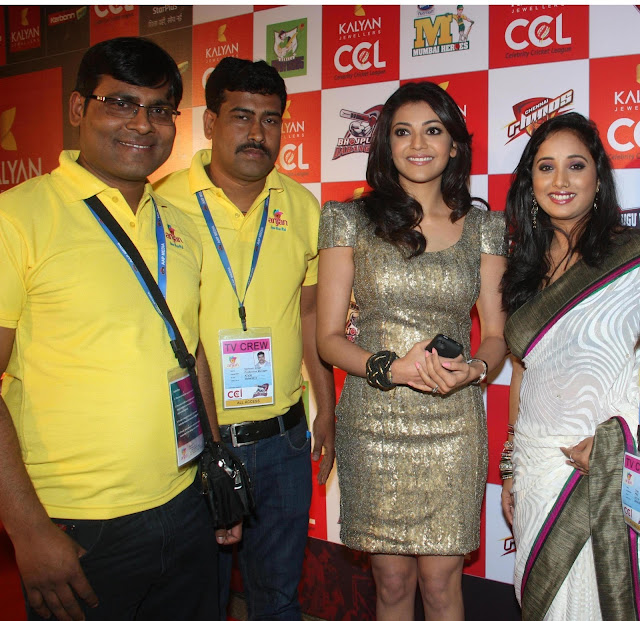  Manoj Bhawuk with Kajal Aggarwal at Celebrity Cricket League,Season 3, Event held at the Reliance Studios, Goregaon Filmcity in Mumbai on January 19, 2013. — at Reliance Studios, Goregaon Filmcity in Mumbai.