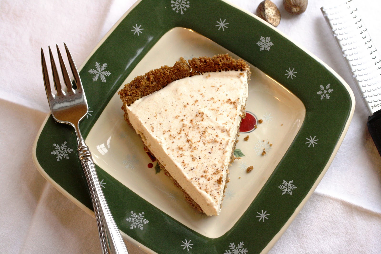 Egg Nog Pie with a Ginger Snap Crust Saving Room for Dessert
