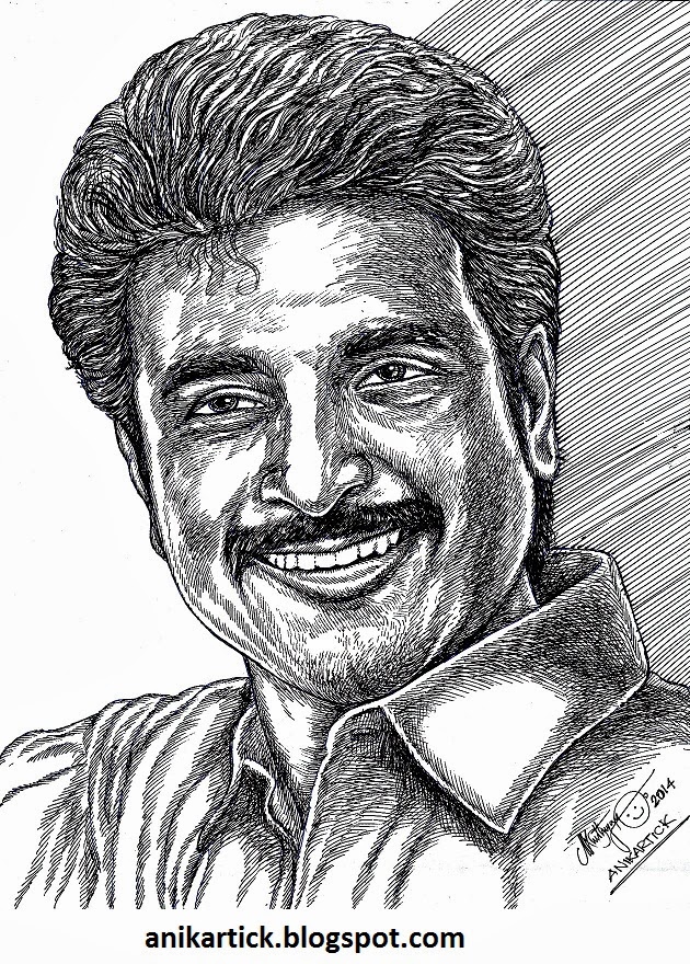 SIVAKARTHIKEYAN - Tamil Actor - PORTRAIT - PEN DRAWING - by Artist