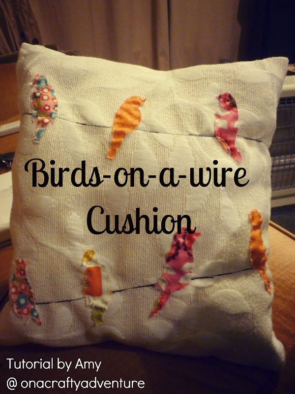 On A Crafty Adventure: Tutorial: Birds on a Wire Cushion