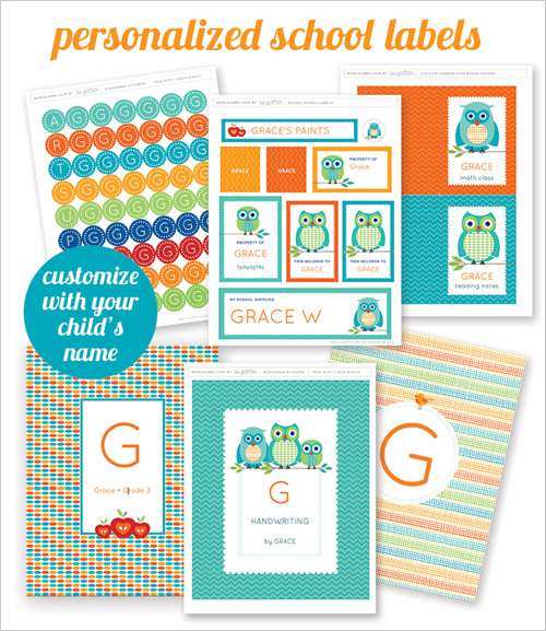 Personalized School Supply Labels - Lia Griffith
