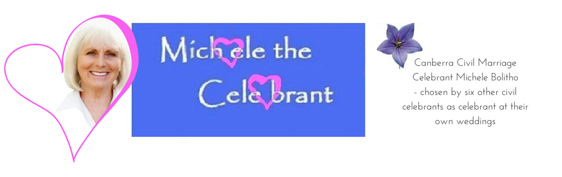 Michele Bolitho Civil Marriage Celebrant Canberra. Simple short registry style Heart Garden weddings