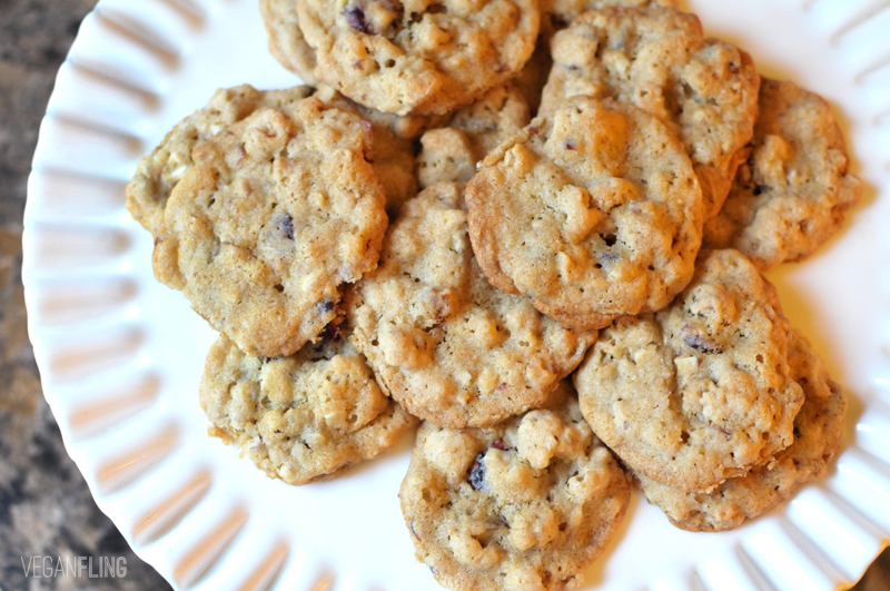 VeganFling Cranberry Almond Granola Cookies