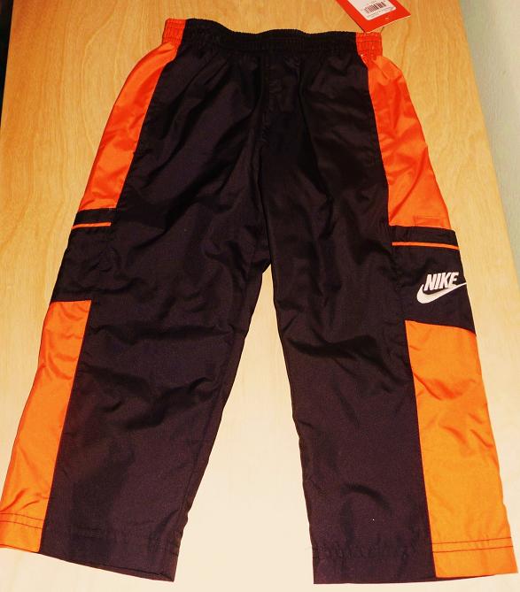 Nike Boys Athletic Sweat Wind Pants SZ 3T Side Stripes Black Orange 