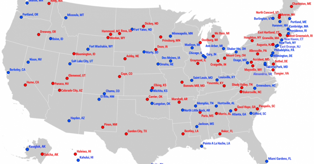 The Rural Blog: Map highlights most conservative and liberal towns in