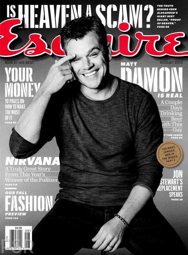 Matt Damon covers US Esquire August 2013