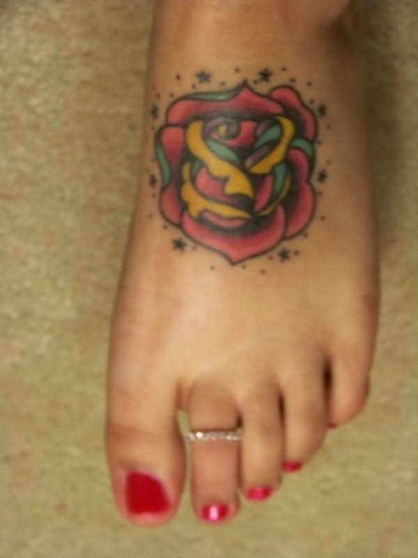 Traditional Rose Foot Tattoo