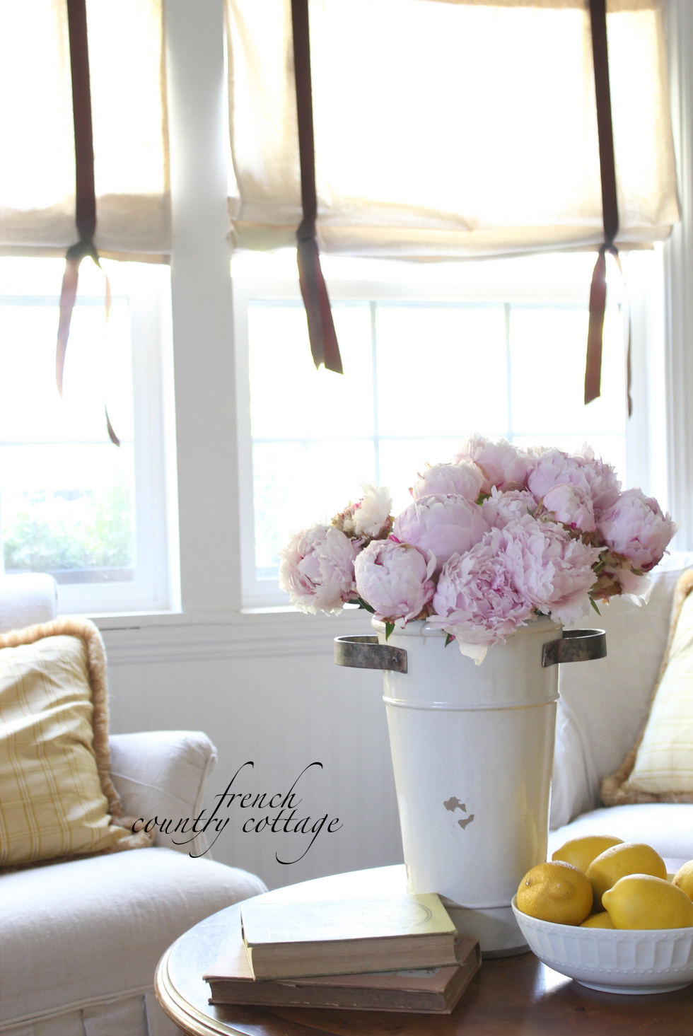 Drop cloth window shades FRENCH COUNTRY COTTAGE