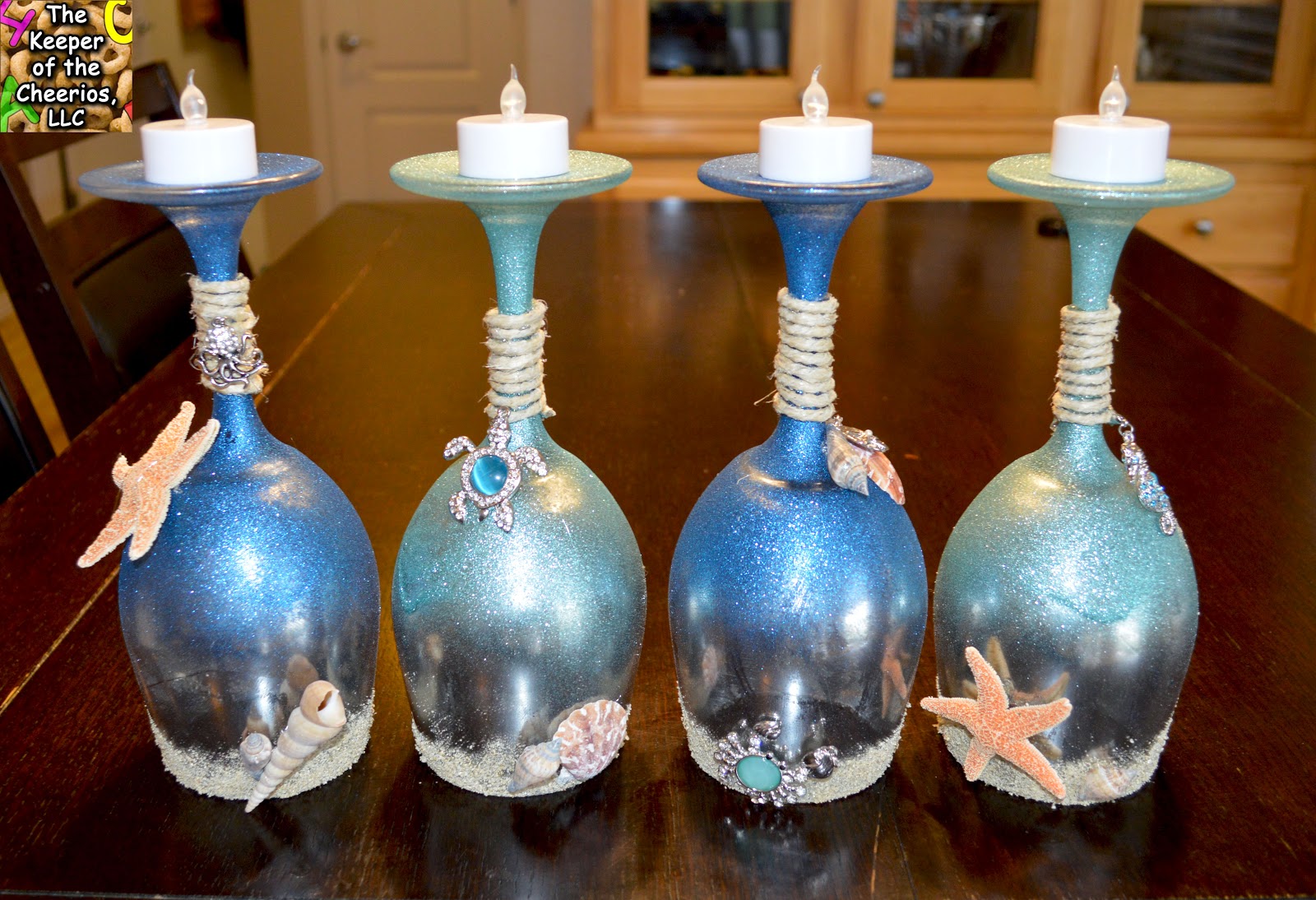 Summer and Sea Wine Glasses (Candle Holders)