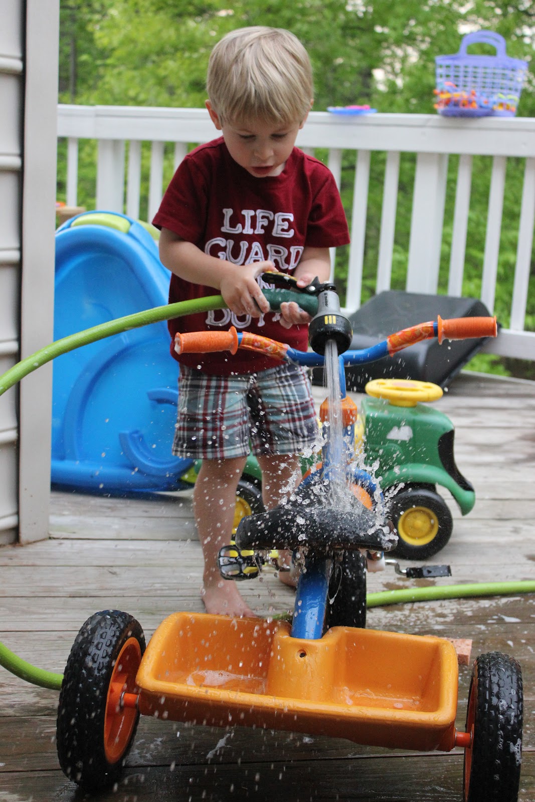 Momma's Fun World Car wash fun with Tricycle