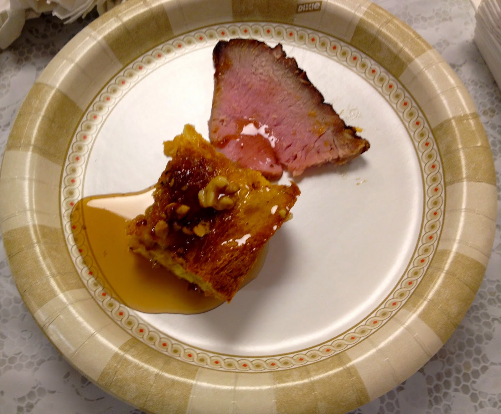 Marmalade French Toast Casserole with Walnuts and Orange Flavored Syrup