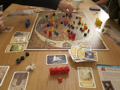 Discworld: Ankh-Morpork - The draw pile is down to only three cards but there was nothing we could do to stop Lord Vetinari (Natalie) winning