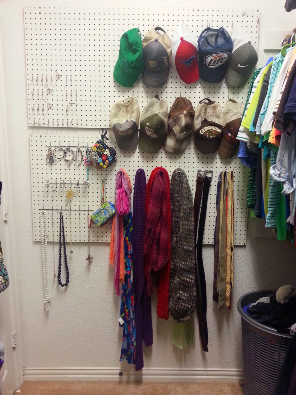 Connoisseur of Creativity Using a pegboard to organize your closet