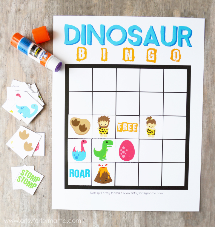 Free Printable Dinosaur Bingo at artsyfartsymama.com