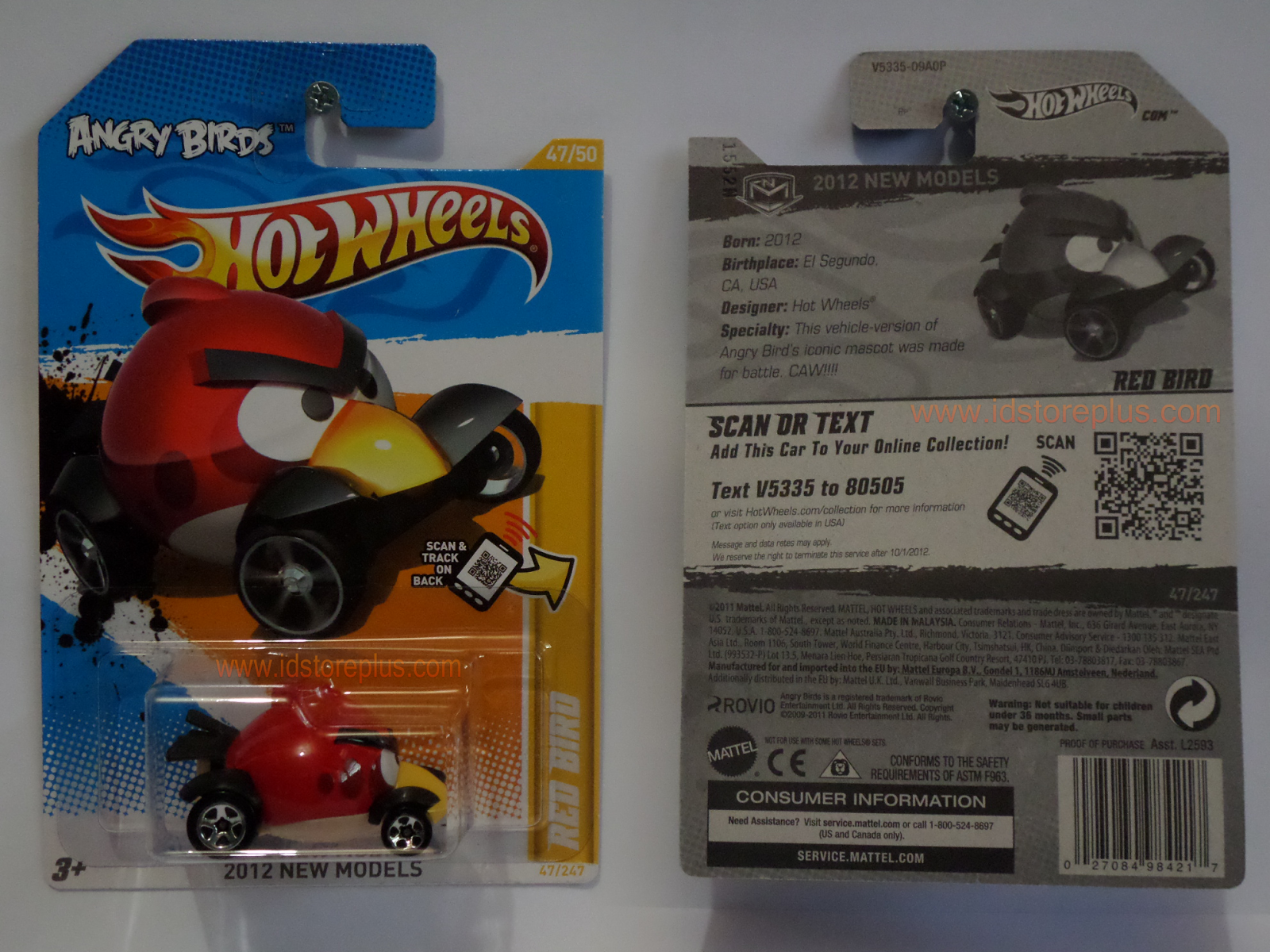 Mattel Angry Birds Red Bird Hot Wheels 2012 New Models Series #47/50 Red Bird 1:64 Scale Collectible Die Cast Car