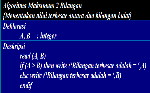 Menentukan bilangan terbesar antara dua bilangan bulat