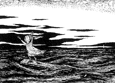 M is for Maud who was swept out to sea.