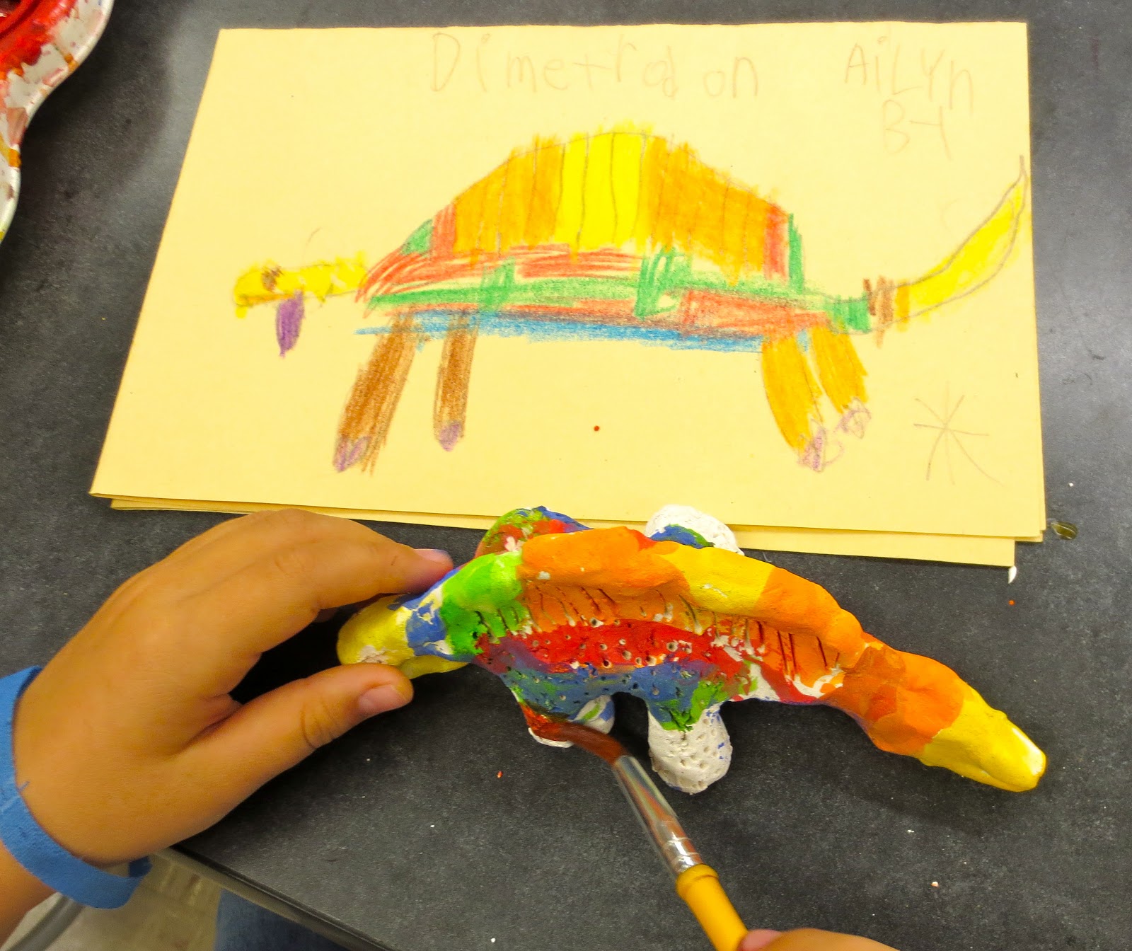 Zilker Elementary Art Class: 1st Grade Clay Dinosaur Sculptures