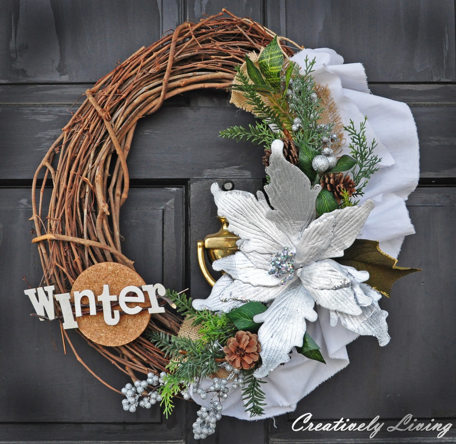 Winter Wreath (made from leftover Christmas decor) Revamped....again