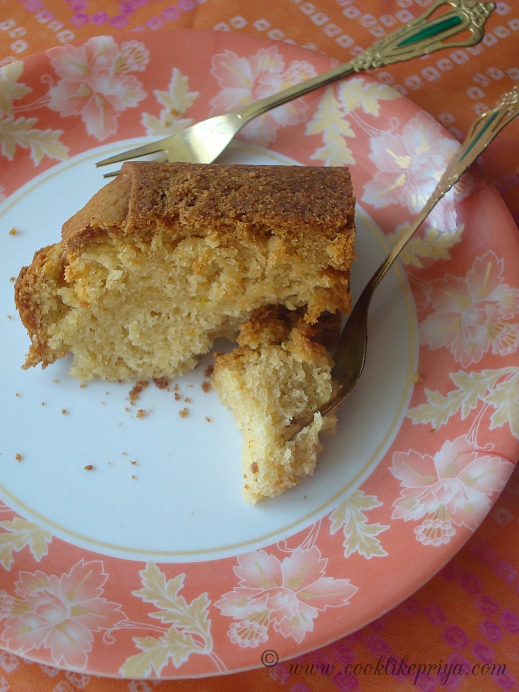 Cook like Priya Eggless Butterless Orange Cake Recipe