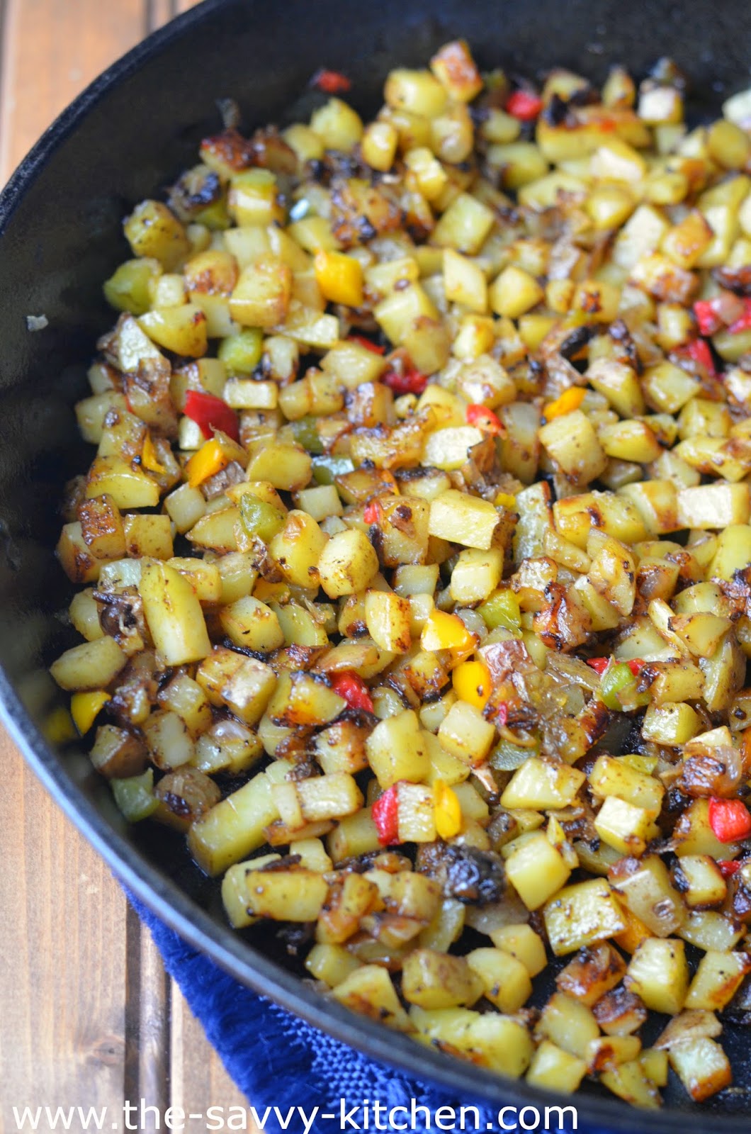 The Savvy Kitchen Peppers and Onions Hash