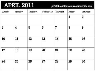 Blank Calendar 2011 on Free 2012 Calendars Printable  Blank April Calendar 2011