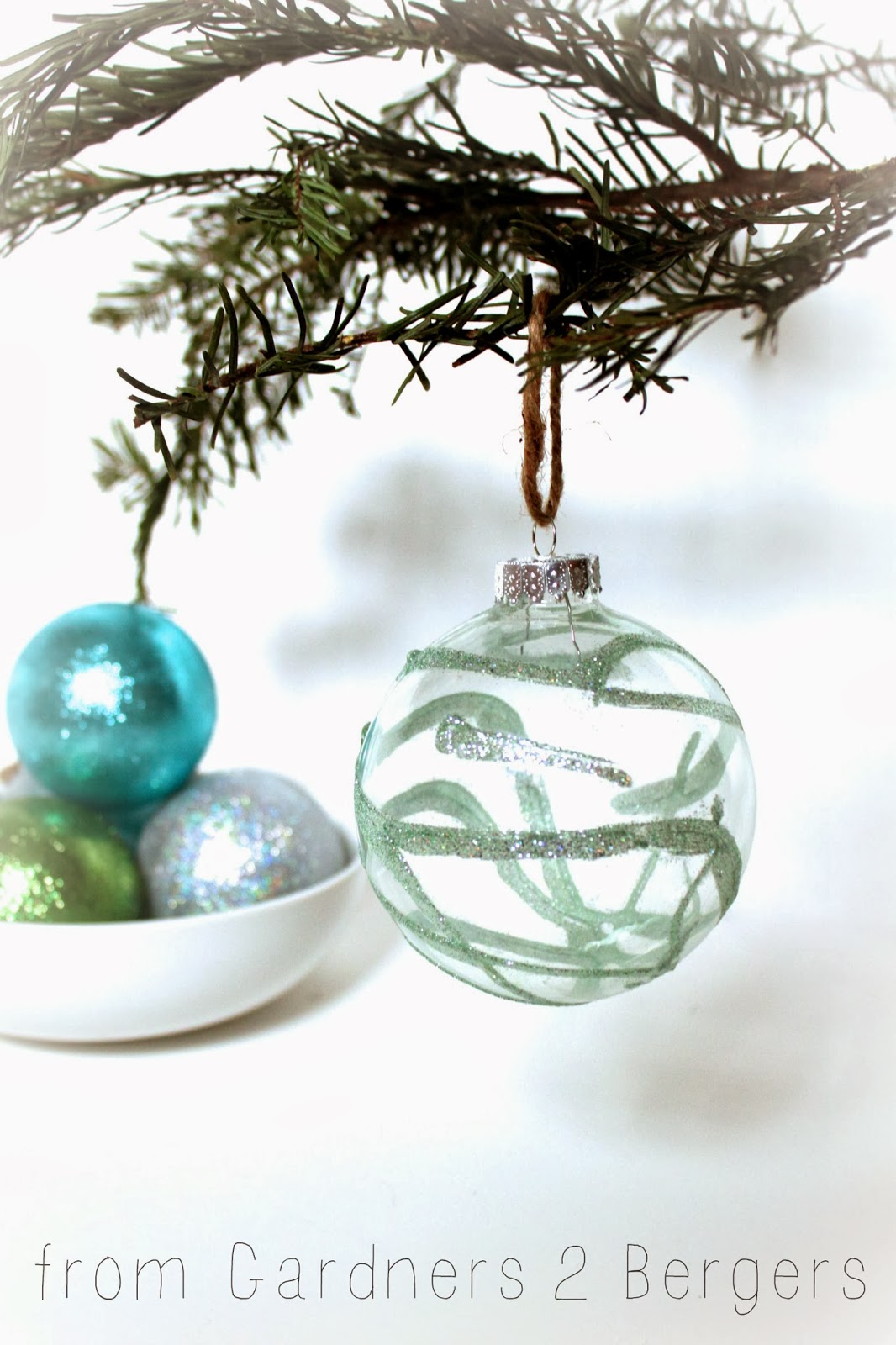 from Gardners 2 Bergers DIY Glitter Glass Ornaments