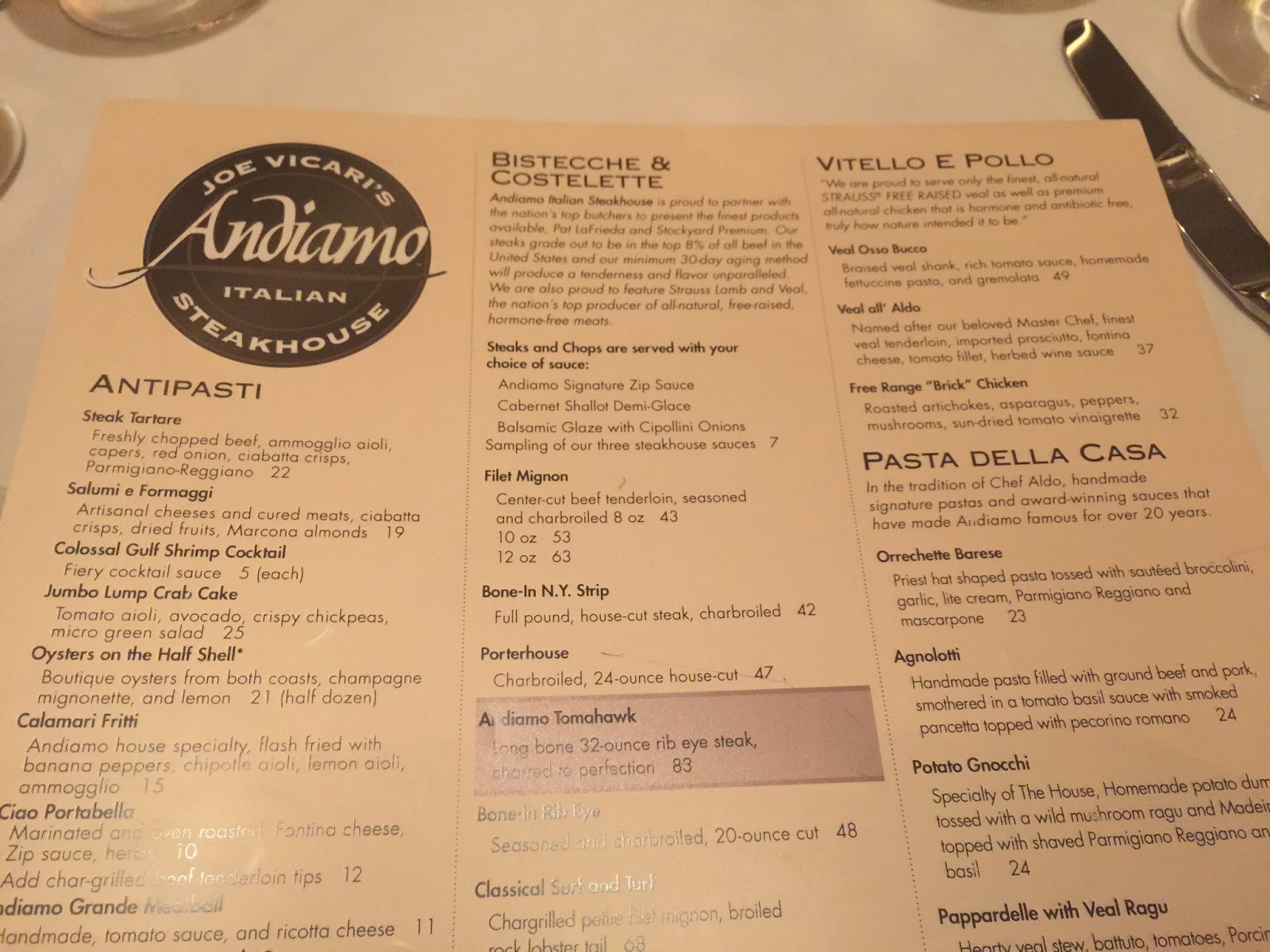 TASTE OF HAWAII ANDIAMO ITALIAN STEAKHOUSE BY JOE VICARI