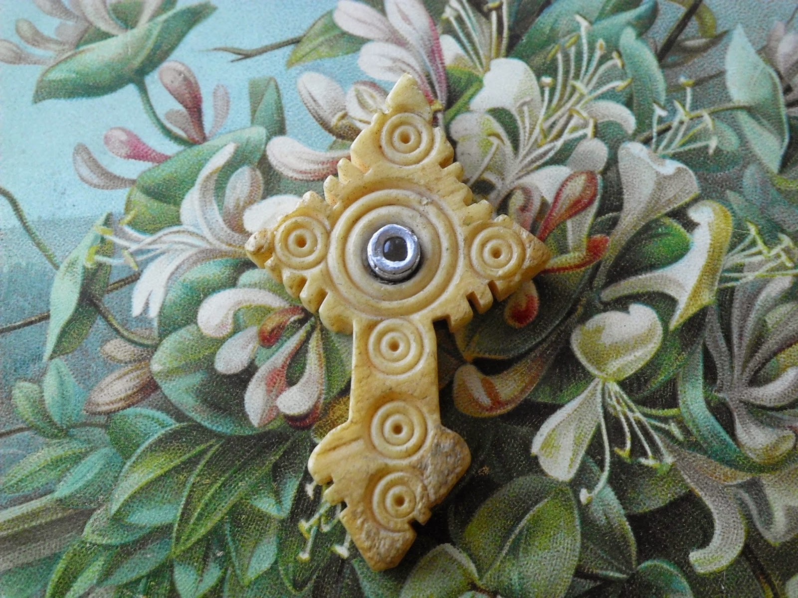 Vintage Religious Medals Old Vintage Antique Carved Bone Cross