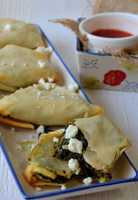 The Veggie Indian Spinach and Feta Cheese Parcels Baked Palak Samosa