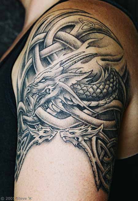 Dragon Tattoo Arm Art tribal dragon tattoo with Japanese design