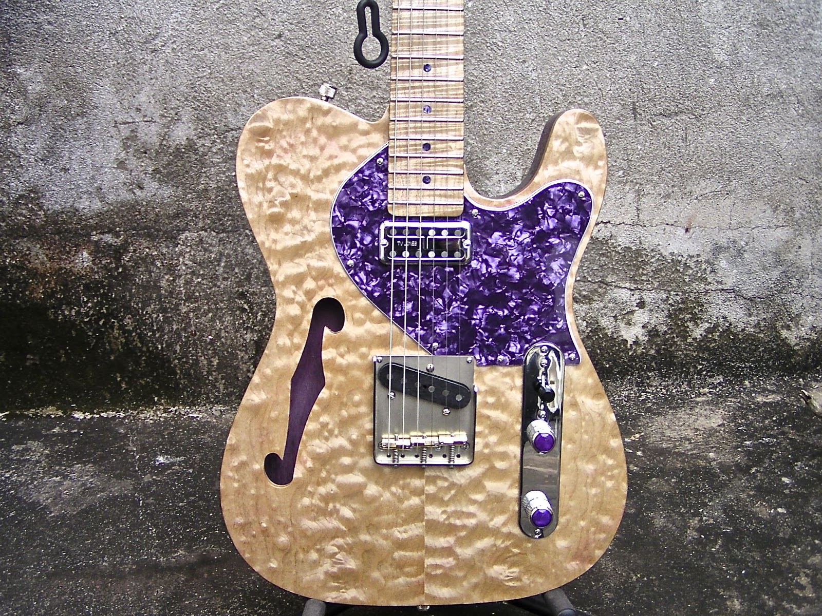Fukuda Guitars Purpleheart Tele Thinline SH HandMade