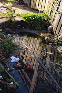 Cano com água potável corre junto ao esgoto à céu aberto Foto: Lucimar F. Siqueira
