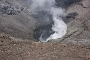 Sulphuric fumes continuously emitted from  Mt Bromo Volcanic crater.
