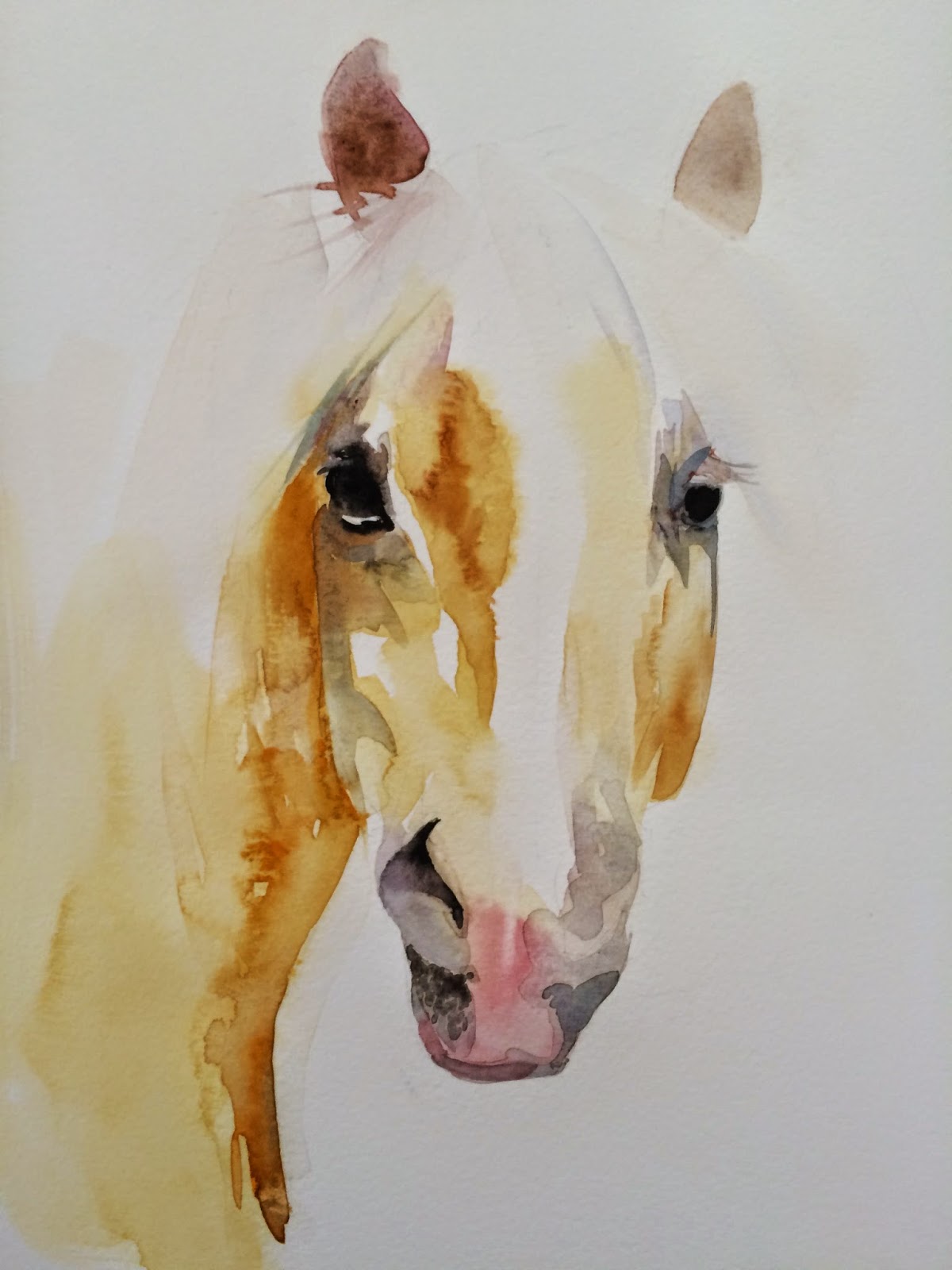 Steps of watercolor horse head