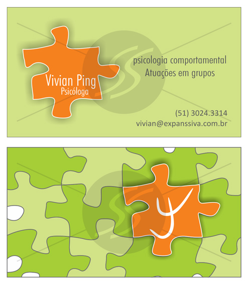 Cartões de Visita Quebra Cabeça Verde Psicologia Cartões de Visita Quebra Cabeça Verde Psicologia