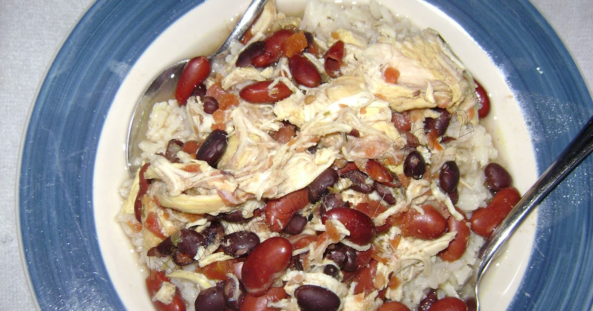 heART Red, White & Black Slow Cooker Chicken Chili on Jasmine Rice